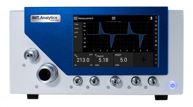 Durchflussmessgerät PF-300 Pro für die Kalibrierung von medizinischen Beatmungs- und Anästhesiegeräten mit innovativen KI-Algorithmen